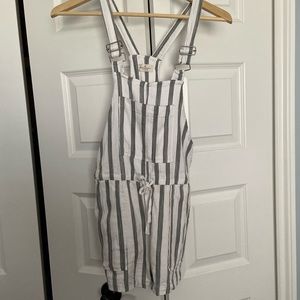 Striped overall shorts